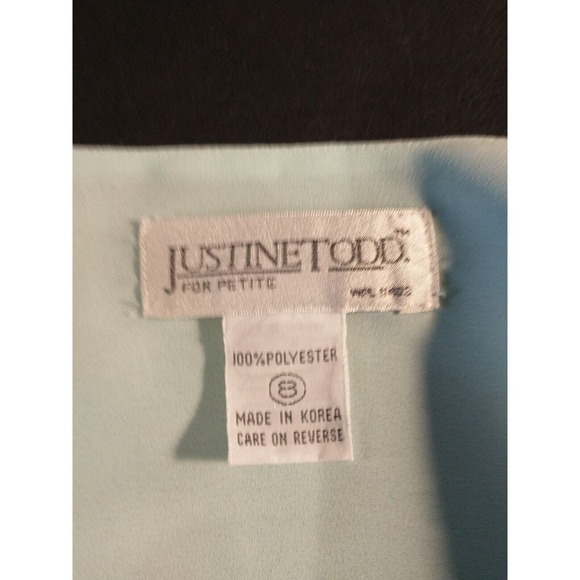 Vintage 80s Justine Todd Mint Green Pleated Button Blouse Size 8 Petite PM - Picture 3 of 4